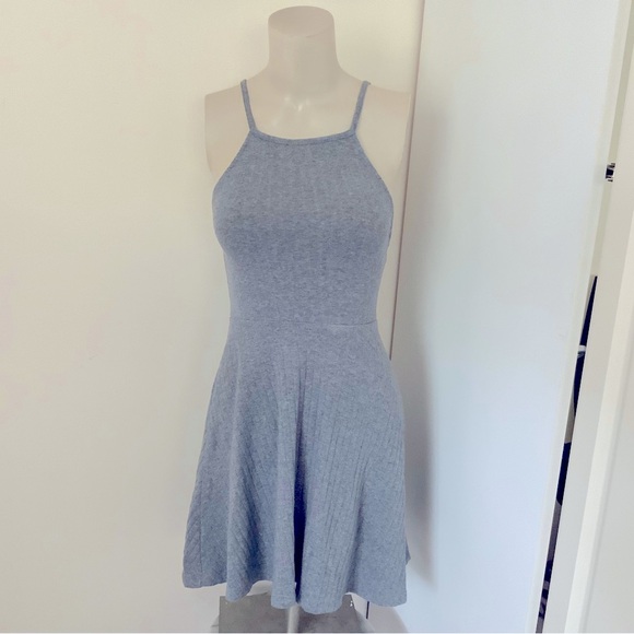 My Gabby | Gray Ribbed Sleeveless Mini Dress - Picture 3 of 6